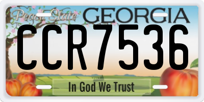 GA license plate CCR7536