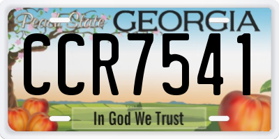 GA license plate CCR7541