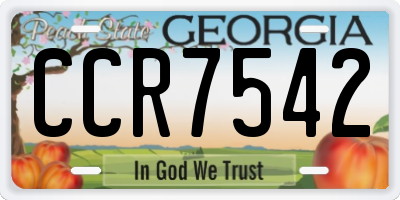 GA license plate CCR7542