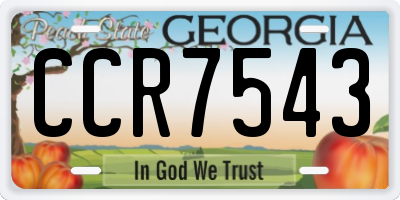 GA license plate CCR7543