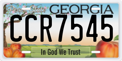 GA license plate CCR7545