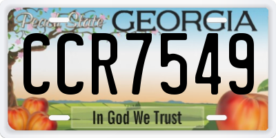 GA license plate CCR7549
