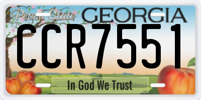 GA license plate CCR7551