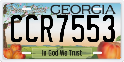 GA license plate CCR7553