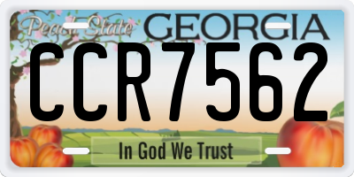 GA license plate CCR7562