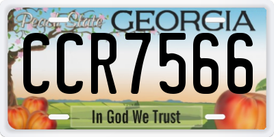 GA license plate CCR7566