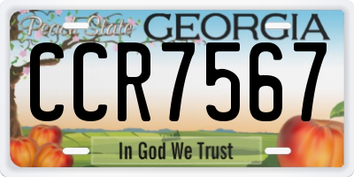 GA license plate CCR7567