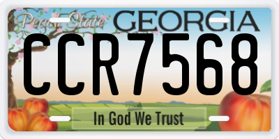 GA license plate CCR7568