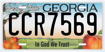 GA license plate CCR7569