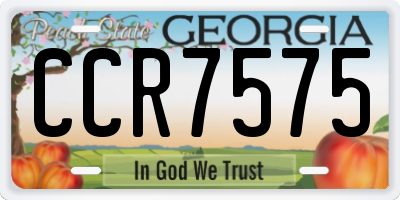 GA license plate CCR7575