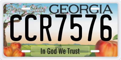 GA license plate CCR7576