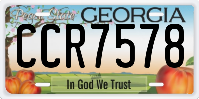 GA license plate CCR7578