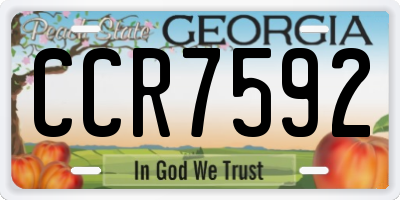 GA license plate CCR7592