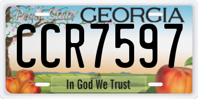 GA license plate CCR7597
