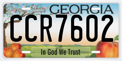 GA license plate CCR7602