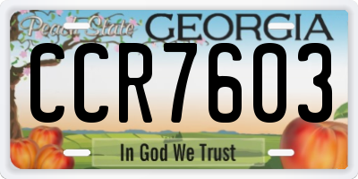 GA license plate CCR7603