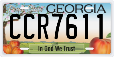 GA license plate CCR7611