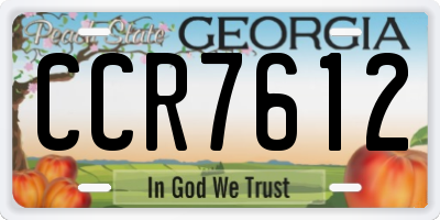 GA license plate CCR7612