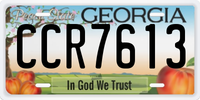 GA license plate CCR7613