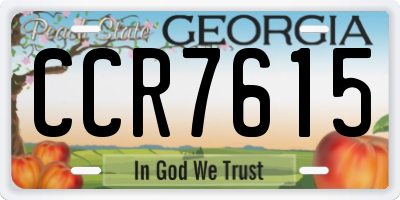 GA license plate CCR7615