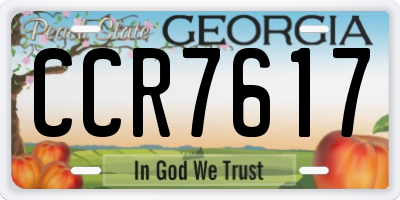 GA license plate CCR7617