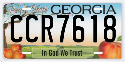 GA license plate CCR7618