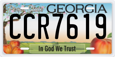 GA license plate CCR7619