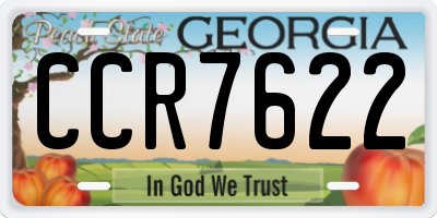 GA license plate CCR7622