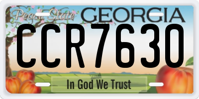 GA license plate CCR7630