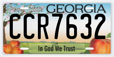 GA license plate CCR7632