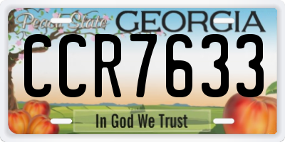 GA license plate CCR7633
