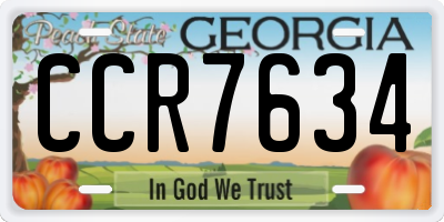 GA license plate CCR7634