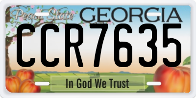 GA license plate CCR7635