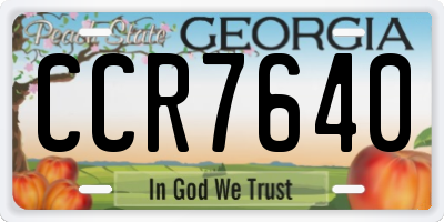 GA license plate CCR7640