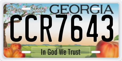 GA license plate CCR7643