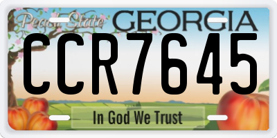 GA license plate CCR7645