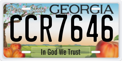 GA license plate CCR7646
