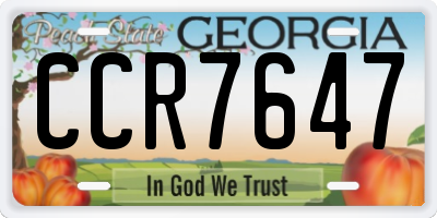 GA license plate CCR7647