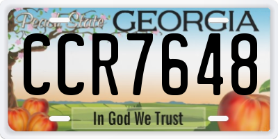 GA license plate CCR7648