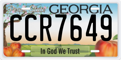 GA license plate CCR7649
