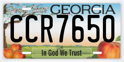GA license plate CCR7650