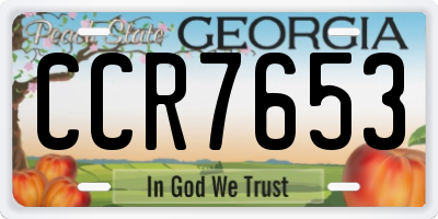 GA license plate CCR7653