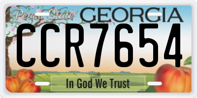 GA license plate CCR7654