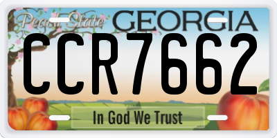 GA license plate CCR7662