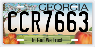 GA license plate CCR7663