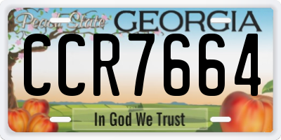 GA license plate CCR7664