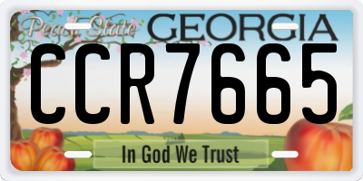 GA license plate CCR7665