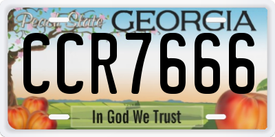 GA license plate CCR7666