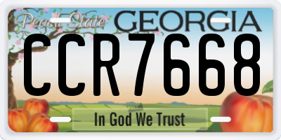 GA license plate CCR7668