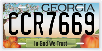 GA license plate CCR7669